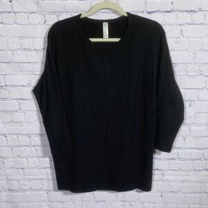 Spanx Womens Perfect Length Top Black Dolman Sleeve Tunic Sweatshirt Sz M Casual